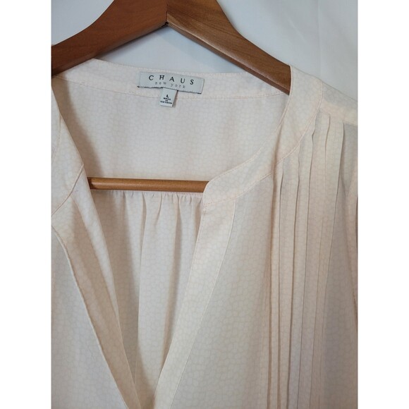 Chaus New York Women's L Large Cream Sleeveless Pintuck Button Front Blouse Top - Picture 2 of 4
